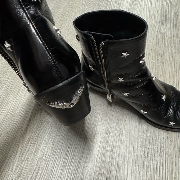 Zadig & Voltaire Tyler Pointed Toe Star Studded Vintage Ankle Boots - Picture 8 of 9
